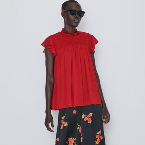 ZARA BLOUSE WITH ELASTIC GATHERING - Picture 2 of 2